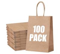 STOBOCTER 100 bolsas de regalo de papel, 5.9 x 3.15 x 8.25 pulgadas, bolsas de papel kraft marrón para pequeñas empresas, bolsas de papel a granel para regalos de fiesta de cumpleaños, compras,