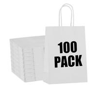 STOBOCTER 100 bolsas de regalo de papel, bolsas pequeñas de papel kraft de 5.9 x 3.15 x 8.25 pulgadas con asas, bolsas de papel a granel para pequeñas empresas, recuerdos de fiesta de cumpleaños,