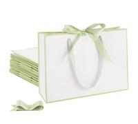 STOBOCTER 12 bolsas de regalo de agradecimiento con asas de 12.6 x 4 x 9.1 pulgadas, bolsas de regalo de papel metálico con cinta de lazo, bolsas de regalo para bodas, despedidas de soltera, padrinos