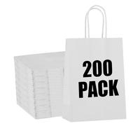 STOBOCTER 200 bolsas de regalo, 5.9 x 3.15 x 8.25 pulgadas, pequeñas bolsas de papel kraft con asas, bolsas de papel a granel para pequeñas empresas, regalos de fiesta de cumpleaños de boda, truco o