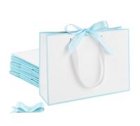 STOBOCTER 25 bolsas de regalo de papel con asas de 12.6 x 4 x 9.1 pulgadas, bolsas de regalo con lazo para boda, dama de honor, baby shower, graduación, inauguración de la casa, cumpleaños (blanco