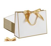 STOBOCTER 25 bolsas de regalo de papel con asas de 12.6 x 4 x 9.1 pulgadas, bolsas de regalo de agradecimiento con lazo para boda, dama de honor, padrinos de boda, graduación, inauguración de la casa
