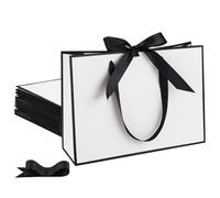 STOBOCTER 25 bolsas de regalo de papel elegantes con asas de 12.6 x 4 x 9.1 pulgadas, bolsas de regalo de agradecimiento con lazo para boda, despedida de soltera, cumpleaños, graduación, suministros