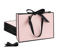 STOBOCTER 25 bolsas de regalo de papel elegantes con asas de 12.6 x 4 x 9.1 pulgadas, bolsas de regalo de agradecimiento con cinta de lazo, bolsas de regalo para boda, dama de honor, cumpleaños