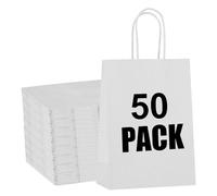 STOBOCTER 50 bolsas de regalo de papel, bolsas pequeñas de papel kraft de 5.9 x 3.15 x 8.25 pulgadas con asas, bolsas de papel a granel para pequeñas empresas, recuerdos de fiesta de cumpleaños de