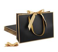 STOBOCTER 6 bolsas de regalo de papel elegantes con asas de 12.6 x 4 x 9.1 pulgadas, bolsas de regalo de agradecimiento con cinta de lazo, bolsas de regalo para bodas, damas de honor, padrinos de