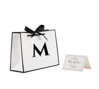 STOBOCTER Bolsas de regalo con iniciales con asas y cinta de lazo, bolsas de regalo personalizadas de 11 x 8 pulgadas, bolsa de regalo de cumpleaños para mujeres y hombres, bolsa de regalo