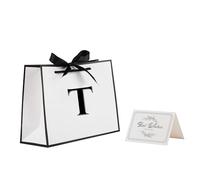 STOBOCTER Bolsas de regalo con iniciales con asas y cinta de lazo, bolsas de regalo personalizadas de 11 x 8 pulgadas, bolsa de regalo de cumpleaños para mujeres y hombres, bolsa de regalo