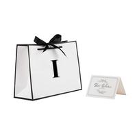 STOBOCTER Bolsas de regalo con iniciales con asas y cinta de lazo, bolsas de regalo personalizadas de 11 x 8 pulgadas, bolsa de regalo de cumpleaños para mujeres y hombres, bolsa de regalo