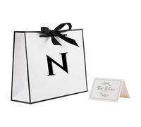 STOBOCTER Bolsas de regalo con iniciales con asas y cinta de lazo, bolsas de regalo personalizadas de 12.6 x 10 pulgadas, bolsa de regalo de cumpleaños para mujeres y hombres, bolsa de regalo