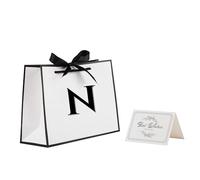 STOBOCTER Bolsas de regalo con iniciales con asas y cinta de lazo, bolsas de regalo personalizadas de 11 x 8 pulgadas, bolsa de regalo de cumpleaños para mujeres y hombres, bolsa de regalo