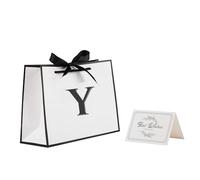 STOBOCTER Bolsas de regalo con iniciales con asas y cinta de lazo, bolsas de regalo personalizadas de 11 x 8 pulgadas, bolsa de regalo de cumpleaños para mujeres y hombres, bolsa de regalo