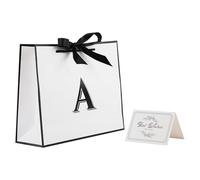 STOBOCTER Bolsas de regalo con iniciales con asas y lazo de 12.6 x 10 pulgadas, bolsas de regalo de cumpleaños personalizadas para mujeres y hombres, bolsa de regalo reutilizable para el día de la