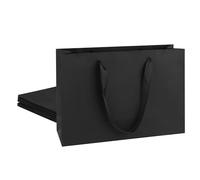 STOBOCTER Bolsas de regalo negras con asas, 6 bolsas de regalo grandes, bolsas de compras de papel kraft negro con asas de cinta, para pequeñas empresas, minoristas, bodas, Navidad, fiestas y