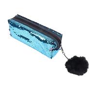 STOBOK 1 Pc Estuchelentejuelasmaquillajeestuchelápices Bolsa De Lápiz con Purpurina Monedero De Lentejuelas Bolsa De Lápiz De Sirena Bola De Pelo Poliéster Alumno Bolsa De Almohada