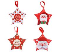 STOBOK 12piezas Star Shape Christmas Candy Packaging Box Creative Holiday Boxes with Santa Snowman and Christmas Tree Designs for Kids and Friends
