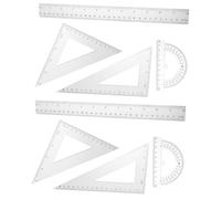 STOBOK 2juegos Herramientas De Geometría Regla Triangular Transparente Transportador y Escuadra Útiles Escolares para Dibujo Técnico