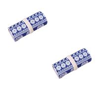 STOBOK 2piezas Organizador De Lápices Enrollable De Lona Ranuras Estuche De Almacenamiento para Artistas para Uso Escolar y Manualidades Diseño De Elefante De Porcelana Azul y Blanca