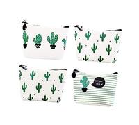STOBOK 4piezas Estuche De Lona Cactus Mini Neceser para Llaves Monedas y Cosméticos De Bolsa Multiusos para Estudiantes y Oficina