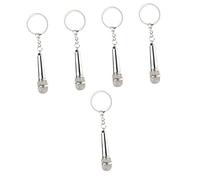 STOBOK 5 unids micrófono llavero océano decoración música micrófono mochila monedero micrófono llavero música micrófono colgante bolsa llavero plata metal bolsas