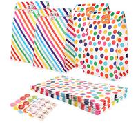 STOBOK Decoración de Bolsa de Obsequio de Papel con Puntos Coloridos de Papel con Rayas Diagonales Etiquetas Adhesivas para Fiestas y Regalos de Boda para Invitados