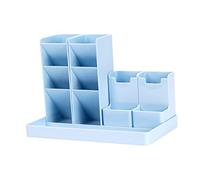 STOBOK Portalápices Organizador Práctico y Resistente y Cajón Extraíble de Plástico Diseño Combinado en Color Azul para Oficina y Escritorio