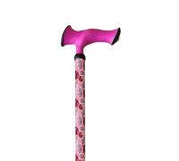 Stock-Fachmann® Bastón ajustable en altura ergonómico, diseño de cachemira supersuave, color rosa, altura regulable de 76 a 98 cm, peso tara: 400 g, soporta hasta 100 kg, más seguridad y sujeción