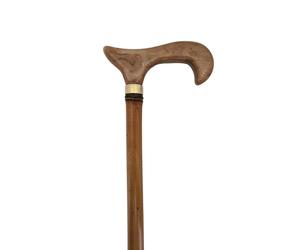 Stock-Fachmann® Bastón de bambú con mango acrílico Derby, diseño de caramelo, banda dorada y cápsula de goma, color natural, longitud a elegir, soporta hasta 100 kg, peso tara: 400 g aprox