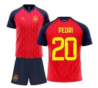 Stock Futbol camiseta selección española mundial 2026-2028 replica oficial | Kit niño camiseta y pantalón | Pedri 20 | Roja | Equipación fútbol infantil | Cómoda y transpirable