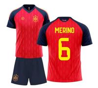 Stock Futbol camiseta selección española mundial 2026-2028 replica oficial | Kit niño camiseta y pantalón | Merino 6 | Roja | Equipación fútbol infantil | Cómoda y transpirable