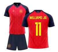 Stock Futbol camiseta selección española mundial 2026-2028 replica oficial | Kit niño camiseta y pantalón | Williams Jr. 11 | Roja | Equipación fútbol infantil | Cómoda y transpirable