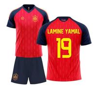 Stock Futbol camiseta selección española mundial 2026-2028 replica oficial | Kit niño camiseta y pantalón | Lamine Yamal 19 | Roja | Equipación fútbol infantil | Cómoda y transpirable