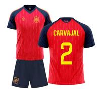 Stock Futbol camiseta selección española mundial 2026-2028 replica oficial | Kit niño camiseta y pantalón | Carvajal 2 | Roja | Equipación fútbol infantil | Cómoda y transpirable