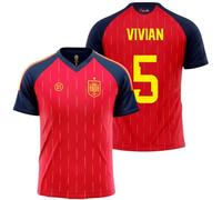 Stock Futbol Camiseta selección española Mundial 2026-2028 Replica Oficial | Vivián 5 | Roja | Equipación fútbol Adulto | Estilo selección España | Transpirable y cómoda