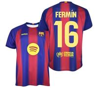 Stock Futbol F.C Barcelona Fermín 16 Replica Oficial Temporada 25-26 Unisex Adulto | Camiseta blaugrana a Rayas | Nombre y Dorsal en Espalda | Tejido Ligero Transpirable | Ideal Estadio y Regalo