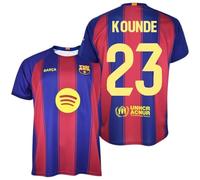 Stock Futbol F.C Barcelona Kounde 23 Replica Oficial Temporada 25-26 Unisex Adulto | Camiseta blaugrana a Rayas | Nombre y Dorsal en Espalda | Tejido Ligero Transpirable | Ideal Estadio y Regalo
