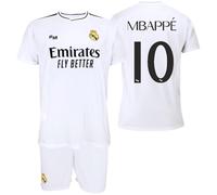 Stock Futbol R.Madrid Primera Equipación Temporada 24-25 Réplica Oficial | Mbappé 10 | Kit Infantil Camiseta y Pantalón | Conjunto de Fútbol Niño | Equipación Deportiva Transpirable