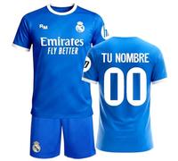 Stock Futbol Real Madrid - 3ª Equipación 2025-2026 Kit Niño Unisex Réplica Oficial | Color Azul Royal | Camiseta y Pantalón | Nombre y Número Personalizable | Tejido Transpirable