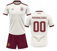 Stock Futbol Seleccion Española Mundial 2026-2028 Kit Infantil Personalizable Segunda Equipacion Camiseta y Pantalon con Nombre y Dorsal, Color Blanco, Tallas 4 a 14