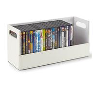 Stock Your Home Caja de almacenamiento de DVD, organizador de estante de película para Blu-Ray, fundas de videojuegos, CD, soporte de exhibición de cinta VHS, soporte de disco puede almacenar hasta 28