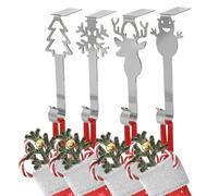Stocking Hooks - Non Slip Heavy Duty Christmas Hooks | 4 Piece Mantel Stocking Garland Hanger Secure Design for Home, Party, Window, Tables, Shelf or Staircases, 6.5/6.5in