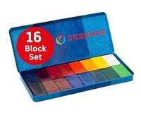 STOCKMAR 204884266-16 bloques de pintura de cera de abeja impermeables en caja de lata