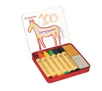 Stockmar Wax Crayons - Anniversary Rainbow Edition with 6 Colourful Colouring Pe