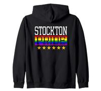 Stockton Pride Gay Lesbianas Queer LGBT Rainbow Flag Sudadera con Capucha