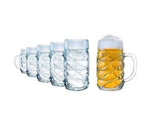 Stölzle Lausitz 5210052 - Jarra de cerveza (500 ml, 6 unidades, apta para lavavajillas, altura: 13,4 cm, diámetro exterior: 9,5 cm)
