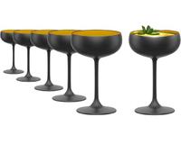 Stölzle Lausitz Copas de Champagne Elements 6x230 ml - Elegantes Copas Cristal Negro/Oro - Ideales para Champagne Prosecco y Cócteles - Resistentes, Sin Plomo, Aptas para Lavavajillas