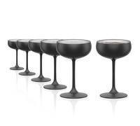 Stölzle Lausitz Copas de Champagne Elements Negro/Plata 6x230 ml - Elegantes Copas de Cristal para Champagne Prosecco y Cócteles - Resistentes Sin Plomo Apto Lavavajillas y Alta Durabilidad