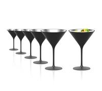Stölzle Lausitz Copas de Cóctel Elements Negro/Plata Set de 6 - 240 ml - Copas de Cristal Elegantes para Martini y Manhattan - Resistentes a Golpes y Aptas para Lavavajillas - Diseño Moderno