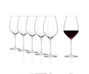 Stölzle Lausitz Juego de 6 copas de vino de color burdeos Fino de 655 ml, elegantes copas de vino ideal para burdeos, copas de vino tinto de cristal para un máximo desarrollo del aroma, aptas para