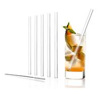 Stölzle Lausitz Juego de 6 pajitas de cristal, transparentes, incluye cepillo de limpieza: pajitas de sostenibles, insípidas, duraderas y aptas para lavavajillas